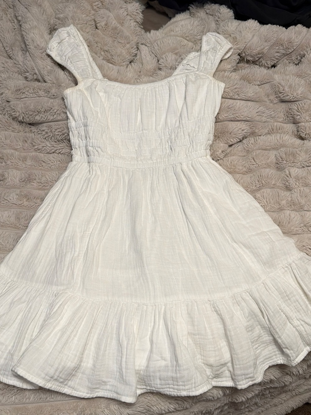 Abound White Ruffled Sundress with Smocked Bodice
